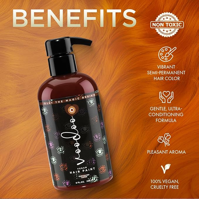 MOEHAIR Semi-Permanent Hair Color | Dark Blue Hair Dye 8 Oz | No Ammonia, Sulfate or Paraben | Vegan & Cruelty-Free | Voodoo Serenity Blue Hair Color (Copper)