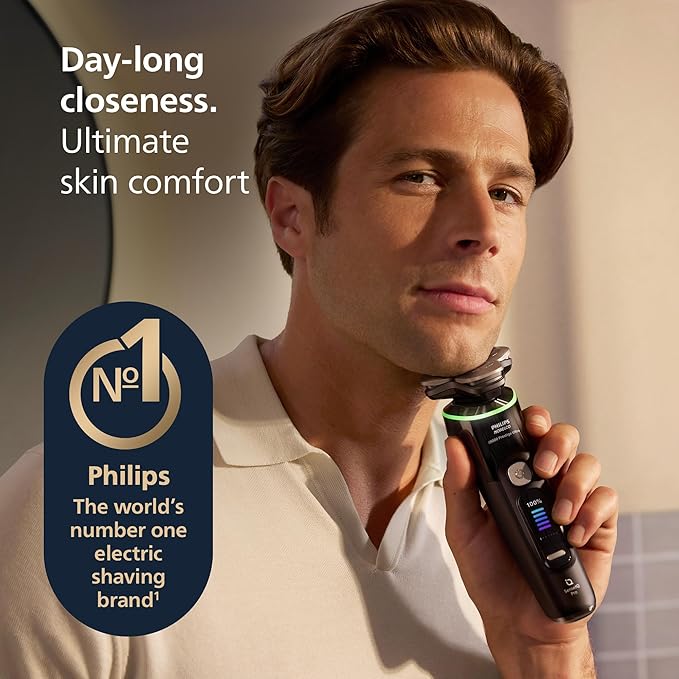 Philips Norelco Shaver i9000 Prestige Ultra, Wet & Dry Electric Shaver, Ink Black, SenseIQ Pro Technology, Triple Lift & Cut System, 360 Rotating NanoTech Precision Blades, 5 Shaving Modes, XP9400/89
