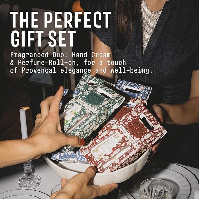 Panier des Sens - Provence Citrus Gift Duo - Hydrating Hand Cream 96% Natural Ingredients & Roll-On Eau de Toilette - Made in France, Vegan, Perfect Holiday Gift - Travel Size 1.7 Fl Oz + 0.3 Fl Oz