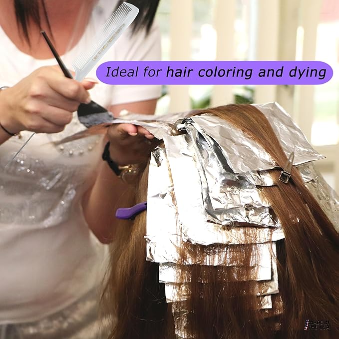 Allegro XL Pintail Rat Tail & Parting Combs - Metal Tail Foiling & Pin Combs (2 Pc., BLACK & WHITE)