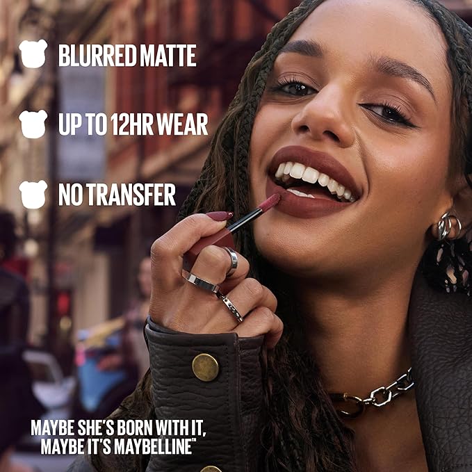 MAYBELLINE Super Stay Teddy Lip Tint, Long Lasting Matte Lipstick for Up To 12HR Wear, Cool Grunge, 1 Count