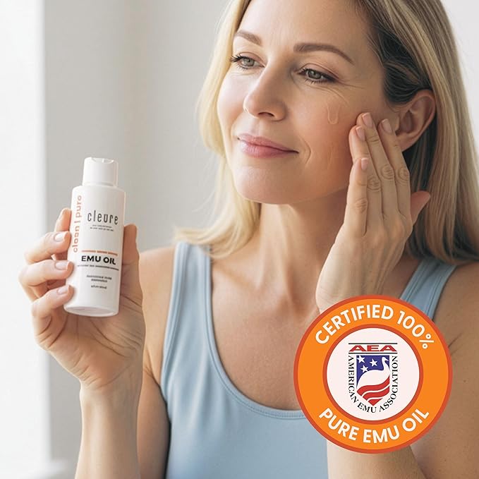 Cleure 100% Pure Emu Oil - Multi-Purpose for Dry Skin, Muscle & Joint Relief, and Nail & Hair Growth (2 Oz, Pack of 1)