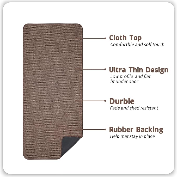 Bath Mat,Ultra Thin Bathroom Runner Rugs,Large Bath Mats for Bathroom,Quick Dry,Non-Slip,Machine Washable,Low Pile,Bath Rug,Shower Outside,Sink,Home Decor Accessories.Brown,1'5"x4'11"（17x59inch）