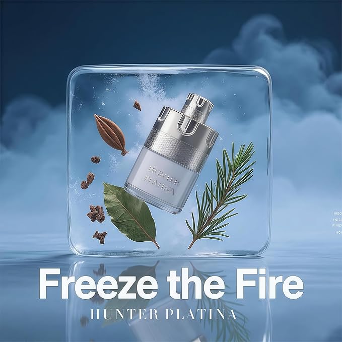 HUNTER PLATINA - Men's Cologne Long Lasting - Fresh Woody Eau de Parfum for Men - 100ml Gift Set