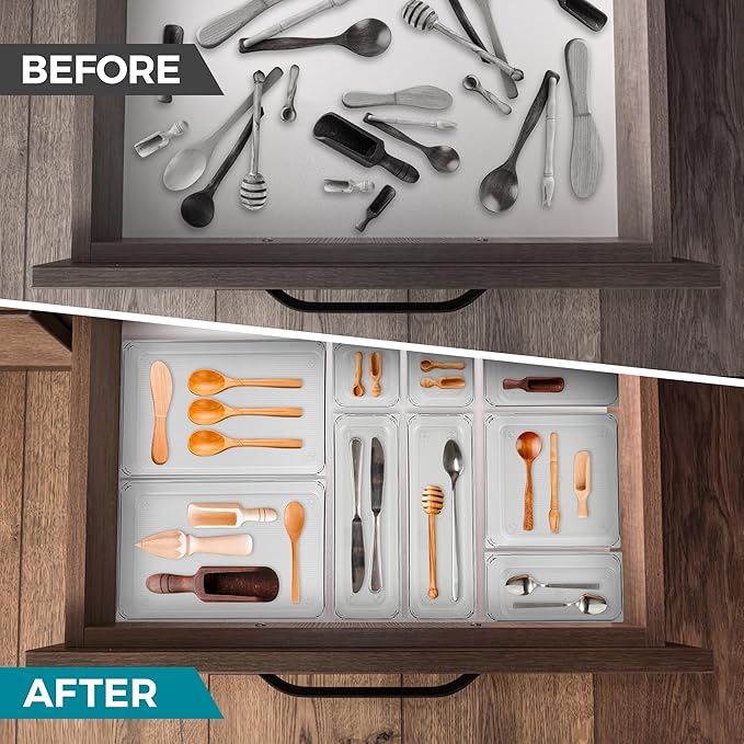 6 Pack Drawer Organizer - 6" X 6" Clear Acrylic Storage Bins with Non-Slip Pads, Versatile Desk Tray for Makeup, Jewelry, Kitchen, Bathroom, and Office Organization