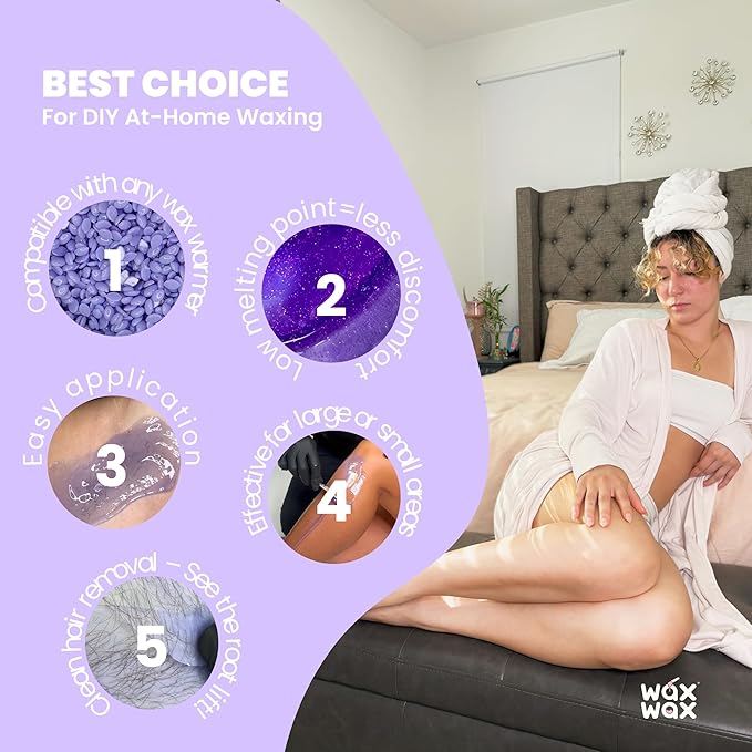 Orchid Hard Wax Beads | Facial Wax for Ultra Sensitive Skin | Rosin-Free, Hypoallergenic, Strip-Free | Low Melting, Cruelty-Free & Eco-Friendly Waxing Beads | Made In Italy - 2.5lb