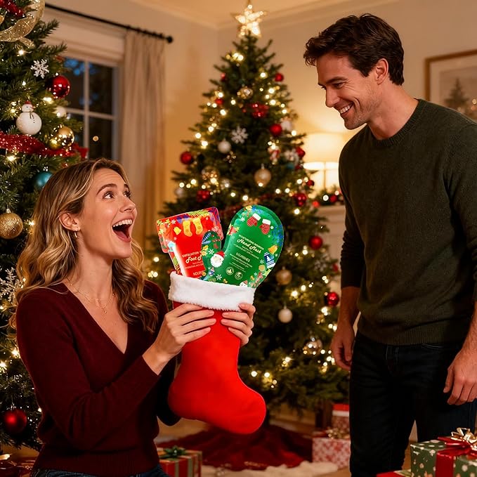 Christmas Hand Foot Masks Set for Women Teen Girls Selfcare Spa Stocking Stuffers Hydrating Repair Moisturizing Gloves Socks (16PCS)