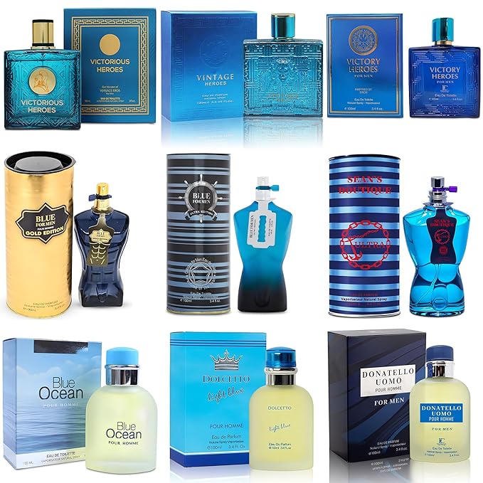 Men's Cologne Sampler Set (100ml Each*9PCS) | Luxury Fragrance Variety Pack for Men | Woodsy, Citrus, Spicy & Fresh Scents | Gift Ready Collection(Combo Set L)