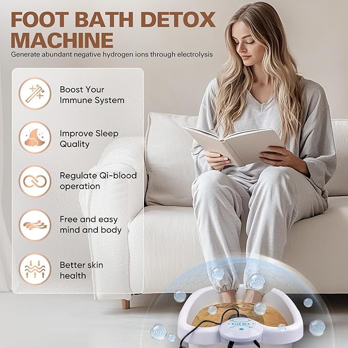 Ionic Foot Bath Detox Machine - Suitable for Home Use, Home Salon-Level Spa Detox Machine, Healthy Detoxification, with Foot Bath, Array * 2, Liner