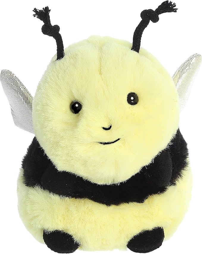 Aurora® Playful Rolly Pet™ Bee Happy™ Stuffed Animal - Compact Size for On-The-Go Fun - for Adults, Kids, Birthdays, and Anniversaries - Yellow 5 Inches