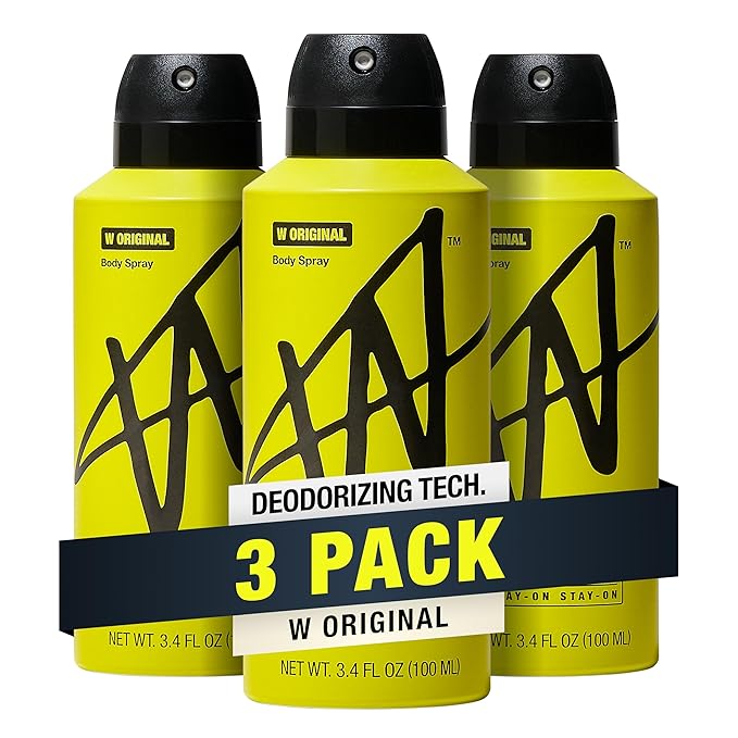 W By Jake Paul Body Spray for Men, Odor Blocking, Body Deodorant, Long Lasting Protection, Original, 3.4 fl oz (Pack of 3)