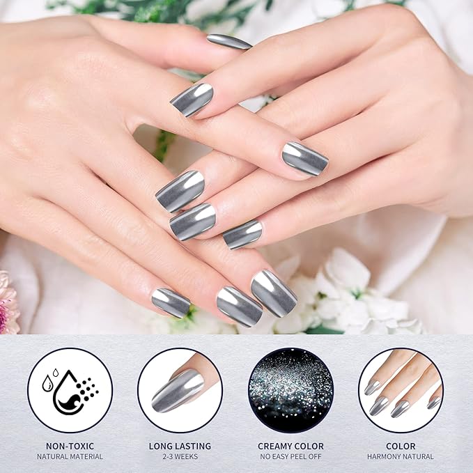 Artdone Chrome Nail Powder Magic White Pearl Kit Mirror Effect Silver Metallic Holographic Dip Nail Powder Decoration Iridescent Aurora Mermaid Pigment