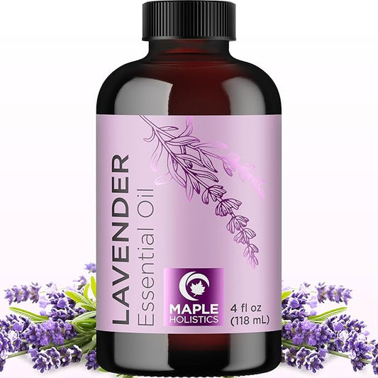 Pure Lavender Essential Oil - Lavender Oil for Hair Skin and Nails Plus Aromatherapy Diffusers Humidifiers Linens and Baths for at Home Spa Self Care - Premium Grade Non-GMO in Glass Bottle (4 Fl Oz)