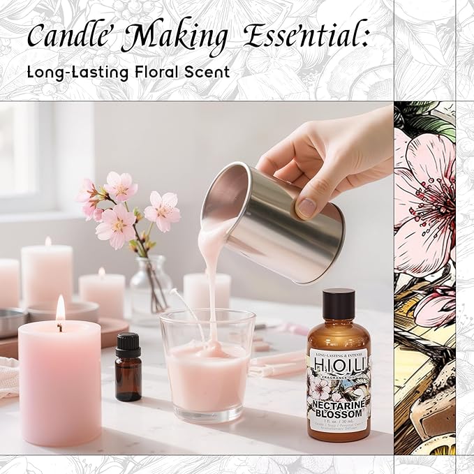 HIQILI Nectarine Blossom Fragrance Oil for Candle & Soap Making, Essential Oil Diffuser Use, Add to Body Lotion, Dryer Balls - 1 Fl Oz