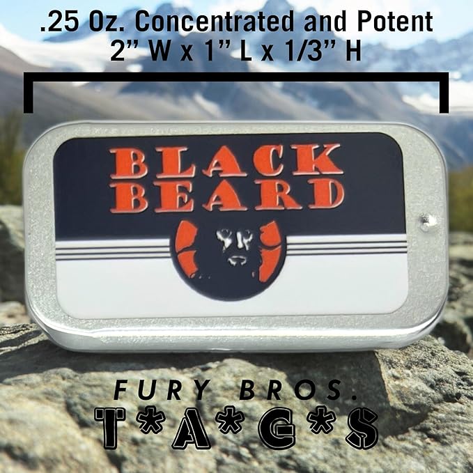 FURY BROS. TAGS Men’s Solid Cologne | Black Beard | Gunpowder & Charred Hickory | Beeswax Grapeseed Oil Fragrance | Made in USA | Travel Size .25 oz