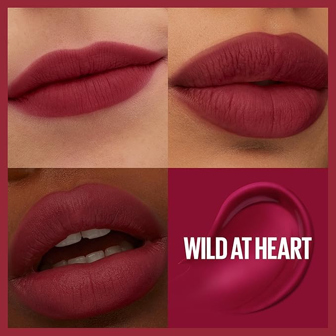 MAYBELLINE Super Stay Teddy Lip Tint, Long Lasting Matte Lipstick For Up To 12HR Wear, Wild At Heart, 1 Count