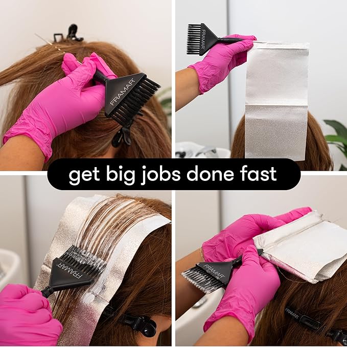 Framar Pin Tail Hair Color Brush Set - Hair Dye Brush Kit, Hair Coloring Brushes for Hair Stylist, Tint Brushes for Hair Color, Easy for Sectioning and Parting Hair - 2 Pack Black