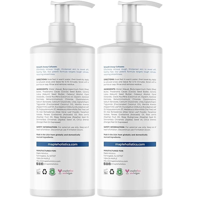 Exfoliating Callus Remover for Feet Care - Urea Foot Cream for Calluses and Dry Feet with Aloe and Tea Tree Essential Oil - Foot Callus Remover for Cracked Dead Corned and Rough Skin (16 Fl Oz)