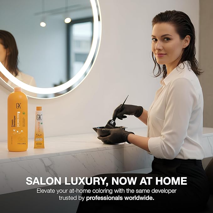 GK HAIR Vegan Professional Hair Creme 20 Volume Developer 33.8 Fl Oz for Hair Coloring Bleach - High-Performance Long Lasting Semi-Permanent Hair Color Toner Dye