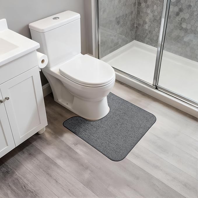 Toilet Rugs U Shaped Bathroom Rug,Machine Washable Non Slip Quick Dry Super Absorbent Ultra Thin Toilet Mats for Bathroom Toilet.Dark Grey,1'8"x2'(20x24inch)