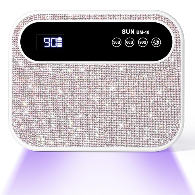 Led Nail Lamp, 126W Gel Nail Light Rechargeable Professional Lamp 42Pcs Beads Automatic Sensor for Manicure at Home and in Salons(Sparkly White)