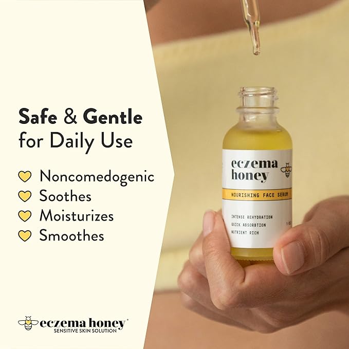 ECZEMA HONEY Nourishing Face Serum - Daily Hydrating Serum - Face Oil for Eczema, Dry & Sensitive Skin (1 Oz)