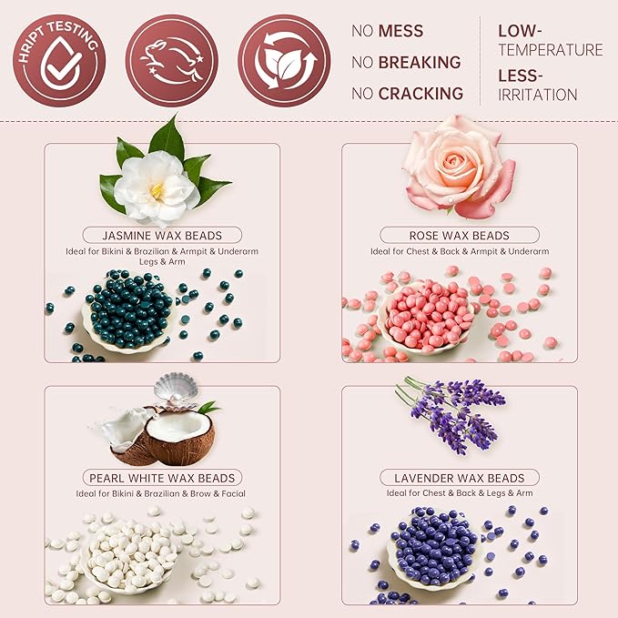 Lifestance Waxing Kit for Women & Men - L3 Blush Metropolis Digital Warmer, Silicone Wax Pot Liner, Hair Removal with 14.1oz Hard Wax Beads & Oil Spray, Professional for Home Brazilian Bikini Face Leg