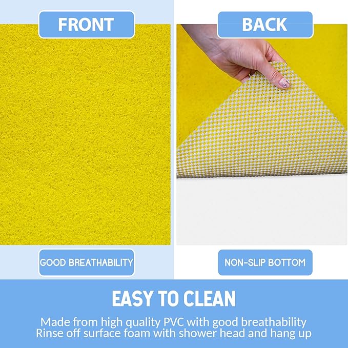 Non-Slip Bathtub Mat, Anti Slip Shower Mat, Fast Drying Bathtub Mats, Foot Scrubber Mat, Anti Slip Mat for Tub, Floor, Bathroom, Kitchen, Home, Hotel (Yellow 24"×24")
