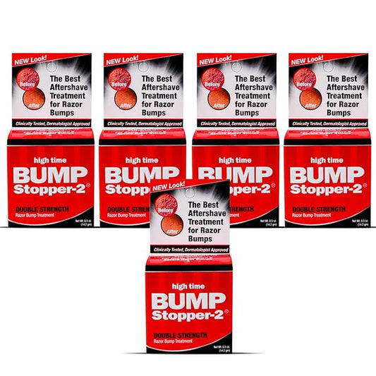 Bump Stopper 2 Double Strength Razor Bump Treatment | Formulated to Relieve Razor Burn | Eliminates Ingrown Hairs | Aftershave For Men - 0.5 OZ (5 Pack)