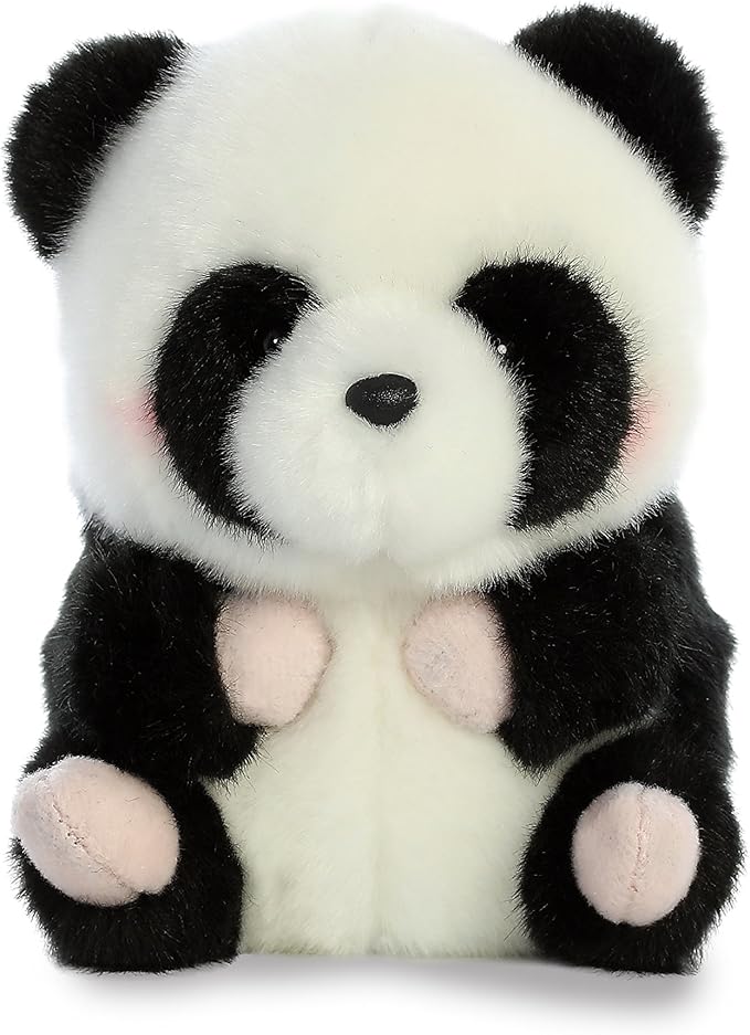 Aurora® Playful Rolly Pet™ Precious Panda™ Stuffed Animal - Compact Size for On-The-Go Fun - for Adults, Kids, Birthdays, and Anniversaries - White 4 Inches