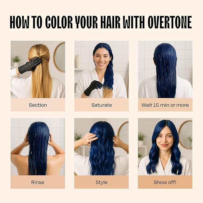 Overtone Semi Permanent Hair Color Conditioner, Indigo Iris, 8 oz, Nourishing, Damage-Free, Color Depositing Mask for All Hair Types with Shea Butter & Coconut Oil, Vegan & Cruelty-Free