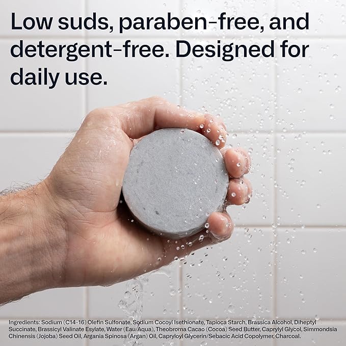 Modern Mammals Light Shampoo Bundle - Gentler Wash for Better Hair, Minimalist Hair Care, Low Lather, Fragrance-Free (2.4oz Bar & Slotted Wooden Tray)