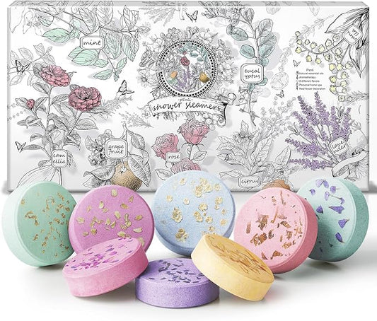 Shower Steamers – 8 Scents (Lavender, Mint, Orange, Grapefruit, Eucalyptus Mint, Camellia, Baby Powder, Rose) Aromatherapy Relaxing Spa Gifts for Women, Stocking Stuffers, Christmas Gifts