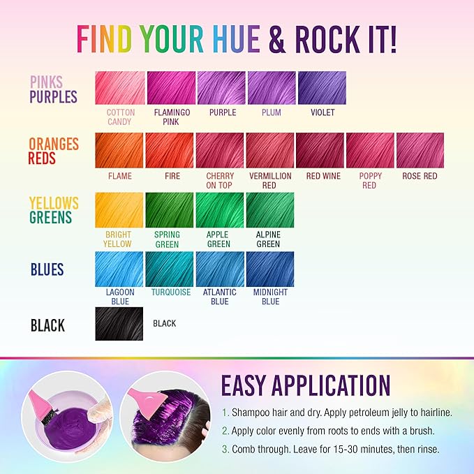 Punky Purple Semi Permanent Hair Color - Vegan & Cruelty-Free Conditioning Hair Dye, Lasts Up to 35 Washes, 3.5 fl oz