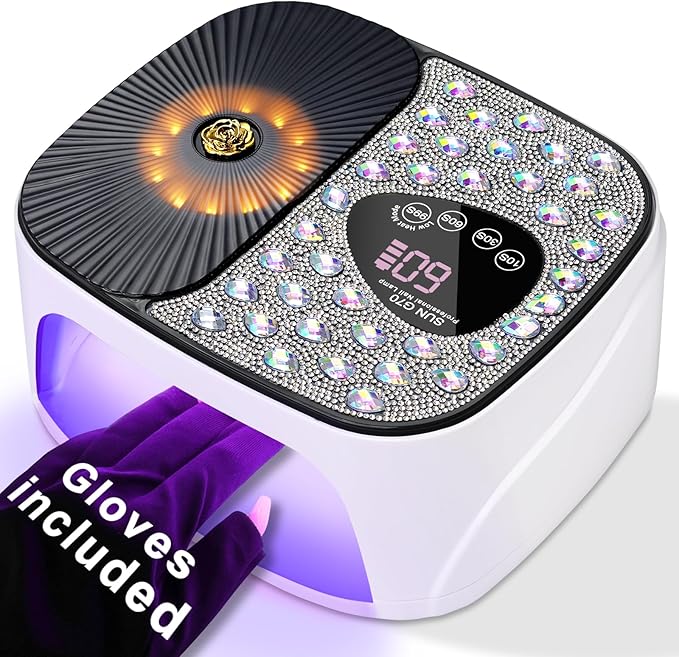 LIMEGIRL UV LED Nail Lamp Kit for Gel Polish Professional Fast Curing White Dryer Light Set with 4 Timer Settings Cordless Rechargeable Nail Art Cure Machine with UV Gloves for Manicure Pedicure