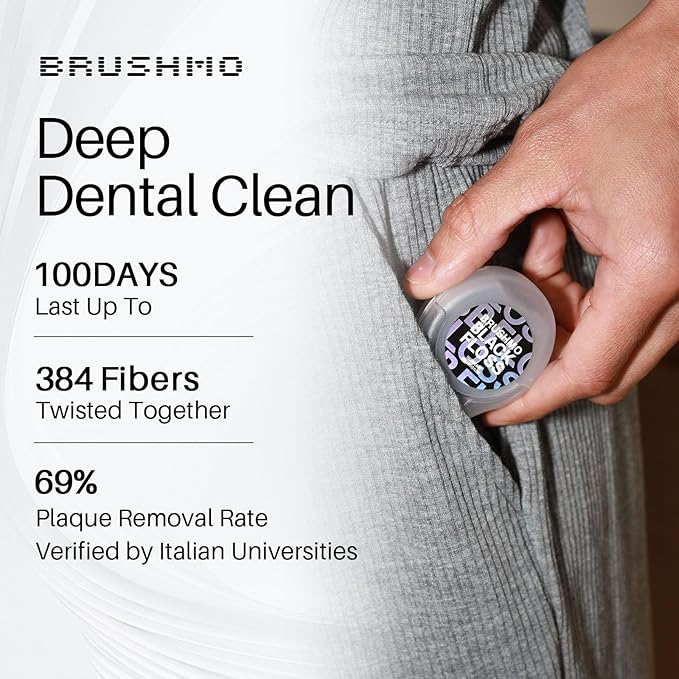 Brushmo Black Floss (BBFloss) - Expanding Floss, Gum-Friendly Soothing Mint Dental Floss, Natural Vegan Wax to Remove Plaque from Teeth, Dentist Designed PTFE & PFAS Free Oral Care, 5 Spools, 275 yd