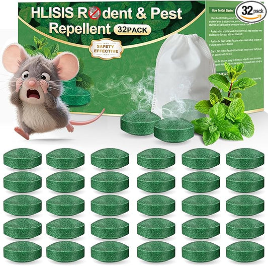 32PCS Mouse Rodent Repellent, Natural Mouse Repellent Peppermint Oil for Mice, Rats, Squirrels, Spiders and Pests, Keeps Pests Away Effectively from Garden & Home (Peppermint)