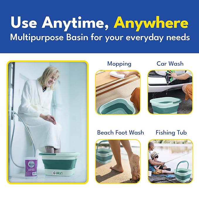 Foot Soaking Tub for Soaking Feet, Collapsible Foot Tub, Foot Bath Soak Tub with Massage Nodes, Large Pedicure Foot Spa Bucket, Portable Foot Soaker Container for Foot Care Routine at Home