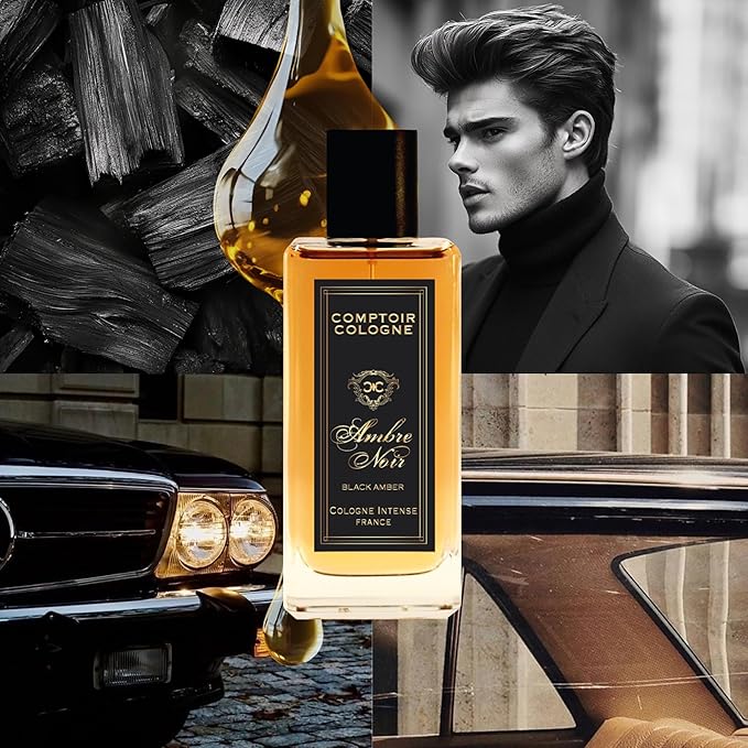 Black Amber Intense - Cologne for Men with Sun-Drenched Citrus, Cedar, and Amber Notes - Long Lasting Warm, Woody Scent - 3.3 oz