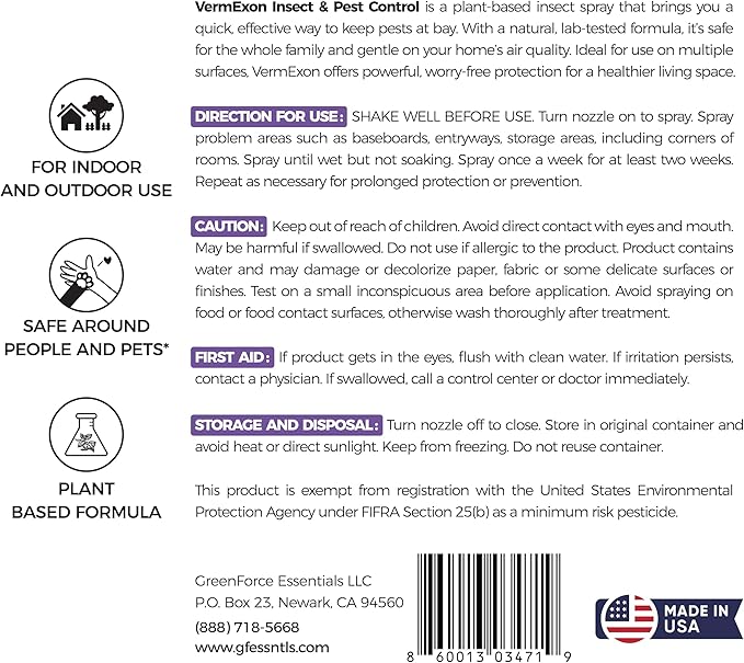 Peppermint Oil Insect & Pest Control Spray – 128oz Natural Plant-Based Bug Killer for Spiders, Ants, Flies, and Other Insects, Safe for Home & Kitchen Use