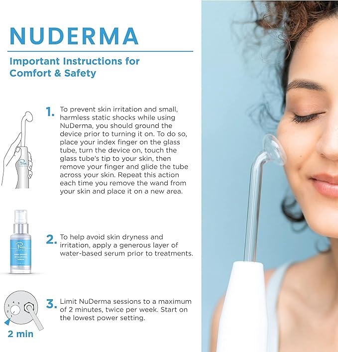 Pure Daily Care NuDerma Clinical Portable Skin Therapy Wand, Machine with 6 Fusion Neon + Argon Wands – Anti Aging - Clarifying - Skin Tightening & Radiance - Wrinkle Reducing
