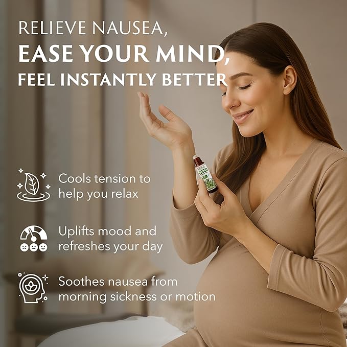 Mine Peppermint Essential Oil - Peppermint Oil Roll On, Pregnancy Nausea Relief & Morning Sickness Relief for Pregnant Women - Pregnancy Must Haves