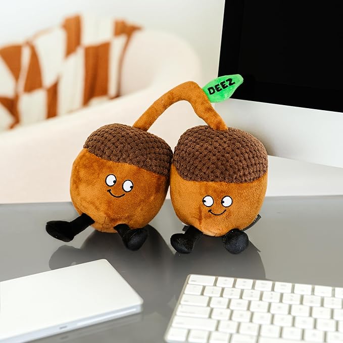 Punchkins Nut Plushie - Deez Nuts Cute Acron Plush, Funny & Sassy Food Plush Toy for Gifting