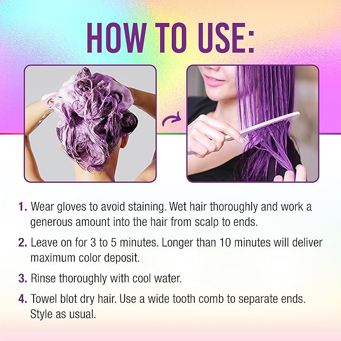 Punky Colour 3-in-1 Color Depositing Conditioner & Hair Cleanser - Purpledacious, Semi Permanent Hair Color Conditioner, Sulfate-Free Hair-Dye, 8.5 fl oz.