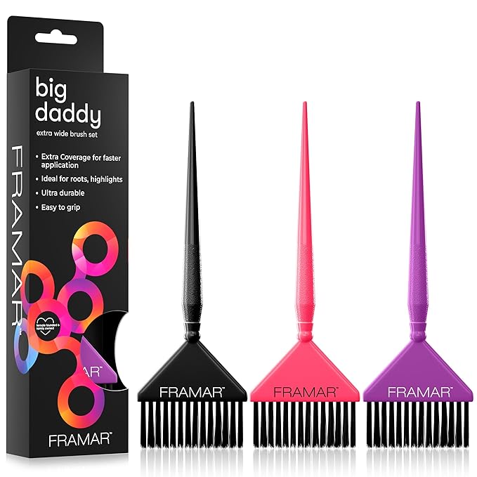 Framar Hair Color Brush Set - Hair Dye Brush Kit, Hair Coloring Brushes for Hair Stylist, Tint Brushes for Hair Color, Tapered Edges for Precision – 3 Pack