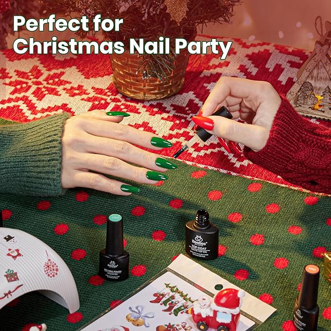 Beetles Christmas Gel Nail Polish Kit 68 Pcs with U V Light - 35 Color Gel Nail Kit Gifts for Teens Girls Women Soak Off Emotional Spectrum Red Winter Manicure Nails Decoration Tool Home DIY Set