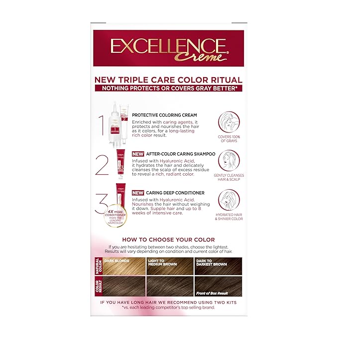 L'Oreal Paris Excellence Crème Permanent Hair Dye, Triple Care Hair Color with Pro-Keratine Complex for 100% Gray Hair Coverage, 5AB Mocha Ash Brown, 1 Kit