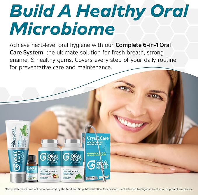 Dental Care Kit 6-in-1 Oral Hygiene Products for Adults: Oral Probiotics for Teeth & Gums, Nano Hydroxyapatite Toothpaste, Natural Breath Freshener Oil, Tooth Sensitivity Treatment & Tongue Scraper