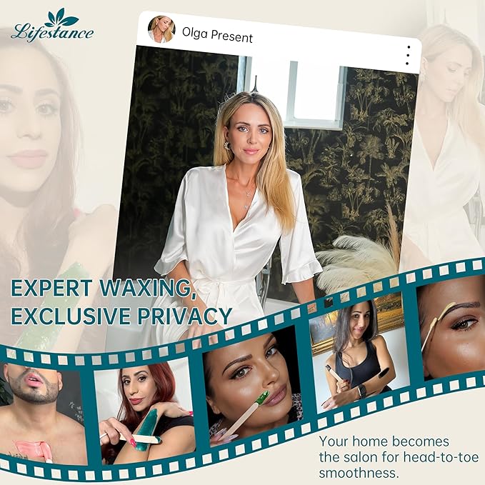 1lb Hard Wax Beans, Lifestance Wax Beads Hair Removal Hard Wax Kit for Thin & Fine Hair, Sensitive Skin, Waxing Beads for Face, Chin, Eyebrow, Bikini