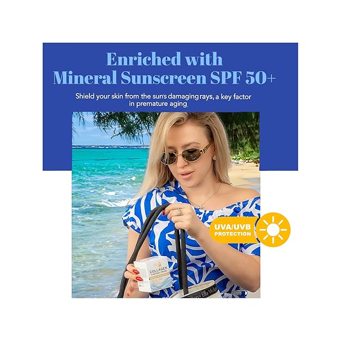 Face Moisturizer with SPF | Sunscreen for Face | Collagen, Retinol, Hyaluronic Acid Cream | Age-Defying, Lift & Firm Cream | Lotion for Women | Collagen Peptides | Anti-Aging Moisturizer | 1.7oz